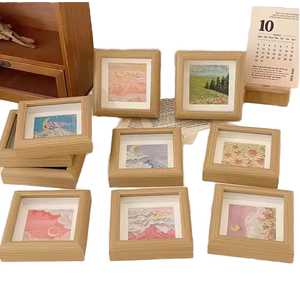 Ensemble de mini cadres photo carrés faits à la main en MDF, avec support de table vertical, impression UV, décoration intérieure, cadres photo rustiques pour enfants - Product Image 2