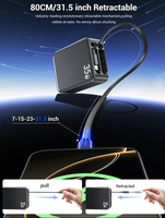 Chargeur de voyage 35W GaN avec double câble rétractable intégré PD3.0 USB-C chargeur mural pour téléphone 16 15 Pad tablette portable