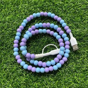 RTS tùy chỉnh xe ngọc trai đầy màu sắc Acrylic Đính cườm Bộ sạc điện thoại USB để kép Lightening nhanh đa sạc cáp - Product Image 5