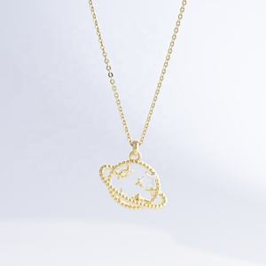 Collier pendentif planète en argent sterling 925 plaqué or 18 carats avec zircon, motif nœud rond délicat, personnalisable pour filles - Vente en gros - Product Image 4