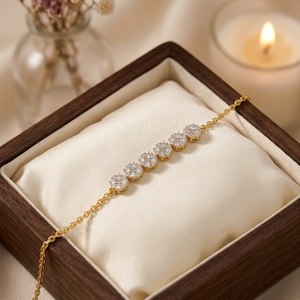 Pulsera de tenis de oro natural con diamantes, diseño floral, joyería fina de lujo, pulsera de oro amarillo con diamantes, diseño clásico, regalo - Product Image 2