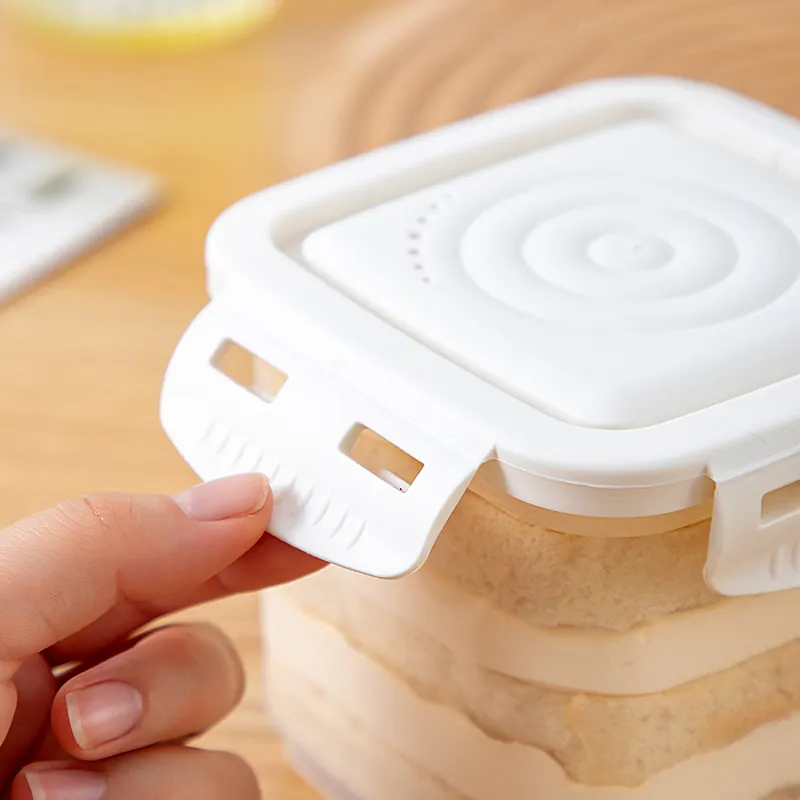 Kotak wadah penyimpanan makanan tiga warna Pp kedap udara plastik bebas Bpa kelas makanan