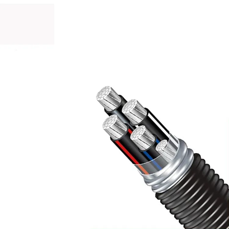 Cabo multi-condutor armadado 1x3c #2/0 + 1x3c #6 awg, cabo trançado de cobre classe b 90c cts pvc 600 v