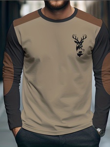 Maglia Termica Casual da Uomo a Maniche Lunghe con Stampa 3D di <span class=keywords><strong>Cervo</strong></span>, Colletto a V, Calda e Traspirante per Tutte le Stagioni, Asciugatura Rapida, Top Sportivo - Product Image 1