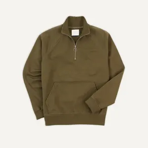Organic Cotton Mens Sweatshirts Top Half Zip Sweatshirt For Men Eco Friendly Mock Neck Men's Pullover Custom Clothes