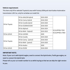 EASYGUARD <b>Remote</b> Starter Fit for Avalon Hybrid/ Camry Hybrid/ corolla Hybrid Automatic Transmission LHD Car Only - Product Image 4