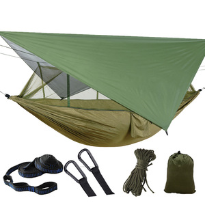Hamac simple en nylon léger <span class=keywords><strong>de</strong></span> haute qualité avec auvent, imperméable, protection solaire, anti-moustiques, pour camping et randonnée en extérieur - Product Image 1