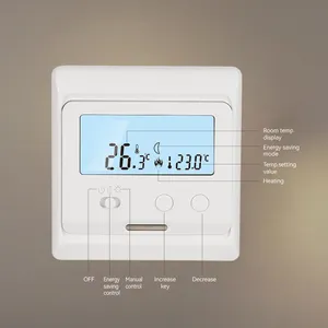 سلكي LCD رقمي تدفئة الغرفة منظم حرارة درجة حرارة للتدفئة الأرضية الكهربائية 230V 16A