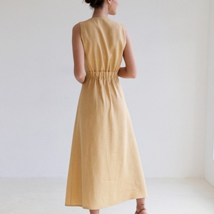 Vestidos Casuales de Lino sin Mangas con Cuello en V al por Mayor, Vestido Elegante de Alta Calidad para Mujer - Product Image 6