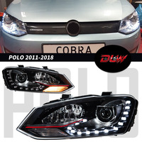 Phare avant à LED en forme de goutte d'eau pour Volkswagen Polo 11-18 avec DRL et clignotant pour modification et mise à niveau de voiture