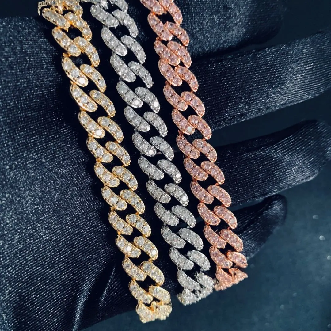Fashion Cuban Copper Zircon Link Chain 7 inch to 24 inch Hip Hop Chain Necklace Men