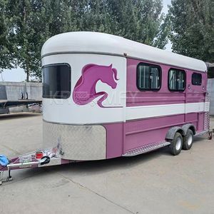 Remorque carrée pour 3 chevaux, blanche et rose, couleur personnalisée, pneus en caoutchouc massif de luxe, normes australiennes - Product Image 5