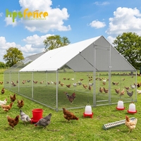 Corral de Metal Galvanizado Resistente para Aves de Corral, 3m X 7.85m X 1.98m, con Techo de PE y Puerta con Cerradura, para Granjas Avícolas y Casas para Mascotas