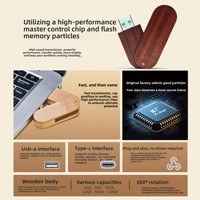 Nouvelle clé USB rotative en bois 8 Go/16 Go/32 Go avec logo personnalisé, interface USB 3.0, garantie 5 ans, sans cryptage, origine Chine