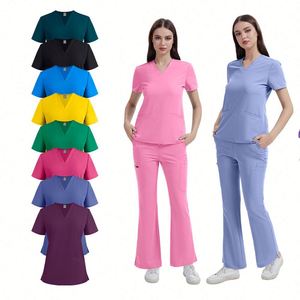 Hot Sale Custom Logo Soft Women's Hospital Surgical Scrubs Spandex Polyester Rayon Surgery Nurse <b>Doctor</b> Scrub <b>Set</b> - Product Image 1