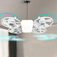 Ventilateur de plafond LED E27 moderne et pliable avec télécommande et variateur d'intensité, idéal pour la maison