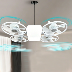 Lampada <span class=keywords><strong>Ventilatore</strong></span> a Soffitto a LED E27 Pieghevole <span class=keywords><strong>con</strong></span> Telecomando e Dimmer, Design Moderno a Forma di Drone per Casa - Product Image 2
