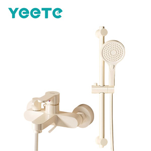 Ensemble de douche thermostatique mural YEETE - Système de massage à effet pluie en laiton avec valve en céramique, <span class=keywords><strong>kit</strong></span> complet pour salle de bain/hôtel - Product Image 1