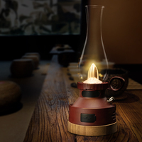 Lanterne de camping LED portable 3 en 1, haut-parleur, batterie externe, son 360°, 5200 mAh, type C, bambou rétro, intérieur/extérieur