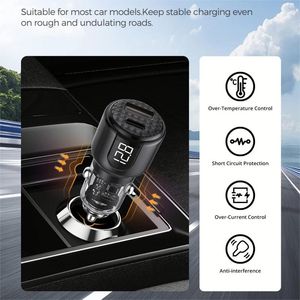 อะแดปเตอร์ชาร์จโทรศัพท์ในรถยนต์แบบ USB-C ชาร์จเร็วพิเศษ PD3.1 ช่องจุดบุหรี่ กำลังไฟ 30W พร้อมโวลต์มิเตอร์ วัสดุ GAN - Product Image 6