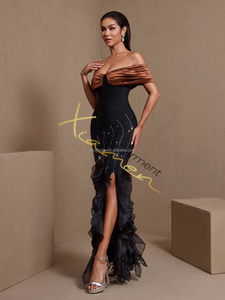 Ocstrade Nuovi Arrivi <span class=keywords><strong>Abiti</strong></span> da Donna <span class=keywords><strong>Eleganti</strong></span> per Feste Serate Senza Spalline con Rete, Volant e Perline - Product Image 4