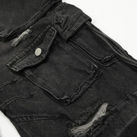 Jean en denim épais pour homme, coupe droite, taille mi-haute, style Y2K chinois, vintage uni délavé, avec boutons, streetwear gothique, utilitaire, pour soirée