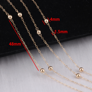 14K Or Rempli 1.5MM Câble Chaîne Boule Ronde Perles Chaînes Pour DIY À La Main Permanent Collier Bracelet Bijoux Fabrication Fournitures