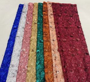 130 Cm Brede Milieuvriendelijke Wateroplosbare Geborduurde Pailletten Kant Stof 100% Polyester Voor Meisjes Trouwjurken - Product Image 2