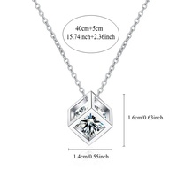 1 Carat Moissanite Rubik's Cube Collier en argent sterling 925 Niche Design High Fashion Cute Girlfriend Souvenir Birthday Gift