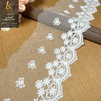 LEIXUSI 11,5 cm Dentelle soluble dans l'eau en maille de soie de lait, garniture brodée en stock pour accessoires vestimentaires pour enfants et décoration de vêtements