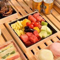 IMEE Vente en gros de boîtes d'emballage alimentaire jetables en bois pliables personnalisées pour noix, fruits secs et aliments
