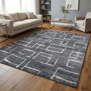 Hand Tufted Wool High Pile Modern Floral Pattern Charcoal Non-Slip 8x10 Area Rug for Home Living Room and Dining Room - Product Image 2