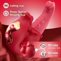 Vibromasseur sex-toys, jouets pour adultes pour femmes Vibromasseurs de poussée Gode Rose Sex-toy avec 10 modes de léchage et de vibration, clitoris point G