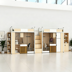 Lit superposé moderne pour étudiants avec table d'étude et tiroir de rangement, lit mezzanine en métal, mobilier pour dortoirs scolaires, universitaires et appartements du personnel - Product Image 3