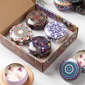 Luxury Gift Set Metal Aroma Tin Jar Soy Wax Aromatherapy <strong>Scented</strong> <strong>Candles</strong> 4 Set - Product Image 2