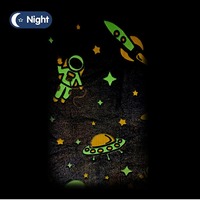 Couverture en flanelle Night Glow Astronaut Rocket, motif spatial, plaid en peluche pour lit, canapé, chambre d'enfant, textile de maison, vente en gros OEM