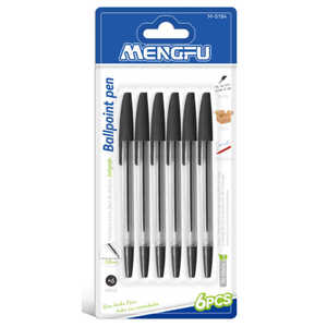 Mengfu M-0184 Juego de 6 Bolígrafos Negros de 0.7mm/1.0mm de Ancho de Escritura, Bolígrafos Metálicos Deportivos/de Pancartas/Originales para Uso en Oficina, China - Product Image 1