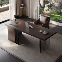 Bureau de bureau en contreplaqué de luxe avec pieds en acrylique Table de directeur en bois haut de gamme Bureau de direction
