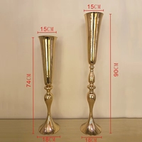 Vases en métal argenté et doré en forme de trompette pour centres de table de mariage et décoration événementielle en gros