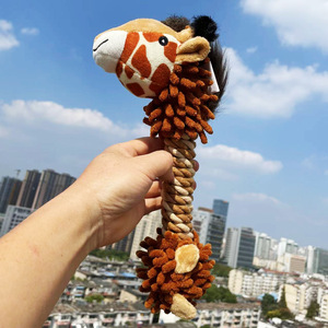 New Released Kangdaer Animal Giraffe Shape <b>Plush</b> Cotton Rope Dog Toy Sound Chew Interactive Cleaning Teeth 25cm - Product Image 4