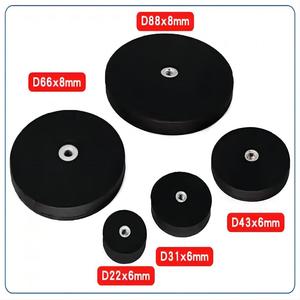 Aimants puissants industriels pour panneaux de taxi, 22 mm, 31 mm, 43 mm, 66 mm, 88 mm, aimant en pot avec revêtement en caoutchouc et trous filetés M4-M12 - Product Image 5