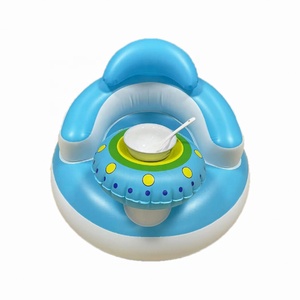 Chaise d'alimentation pour bébé Hartiger, nouvelle collection, avec musique et fonction de repos, en PVC bleu et blanc, idéale pour salle de bain, chambre, salon, extérieur, hôtel, parc - Product Image 1
