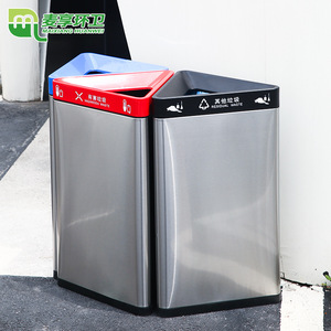 Contenedor de Basura de Acero Inoxidable, Forma Triangular, para Clasificación de Residuos, para Hoteles, Parques y Uso Comercial - Product Image 5