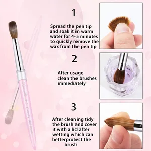 Pinceau à ongles en acrylique 100% Kolinsky de bonne qualité, pinceau en vison pour nail art, manche en bois, pinceau pour gel, outils de manucure, taille 8-16 - Product Image 2