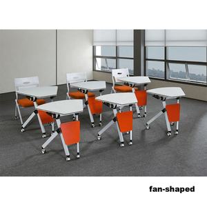 Gruppo di mobili collaborativi pieghevoli scrivanie per studenti tavolo da addestramento scuola a forma trapezoidale tavolo pieghevole conferenza <span class=keywords><strong>Tr</strong></span> - Product Image 2