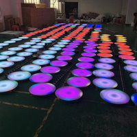 Dalles de sol LED interactives étanches IP67, rondes de 50 cm, RVB, sensibles à la pression, pour événements, mariages et fêtes