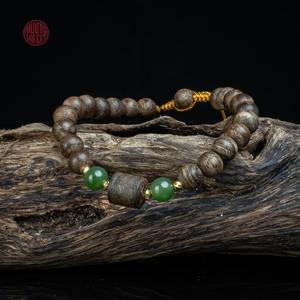 Natural Agarwood <b>Bracelet</b> for <b>Women</b> 6mm Near-Sinking Beads Mixed with Agarwood Lu Thong, Handmade Aromatic Jewelry - Product Image 4