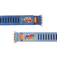 Bracelet de rechange élégant en jean style graffiti pour Apple Watch, avec motifs imprimés uniques, idéal pour un usage décontracté
