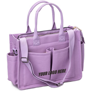 Sac fourre-tout en <span class=keywords><strong>toile</strong></span> Qetesh pour femme, personnalisable avec nom et logo, multi-poches, bandoulière réglable, sac à bandoulière pour ordinateur portable, pour le travail, la plage, la salle de sport - Product Image 6