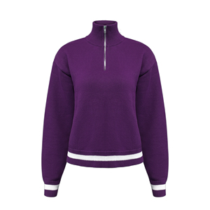 Suéter de Punto Personalizado con Logotipo, Estilo Retro Americano, para Otoño e Invierno, con Media Cremallera, para Golf y Tenis, Informal, <span class=keywords><strong>a</strong></span> Rayas, Acanalado, para <span class=keywords><strong>Mujer</strong></span> - Product Image 5